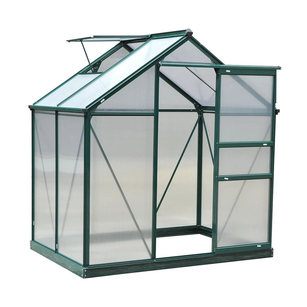 Outsunny Clear Large Walk-In Greenhouse Garden Plants Grow Galvanized Base, Slide Door - Greenhouse