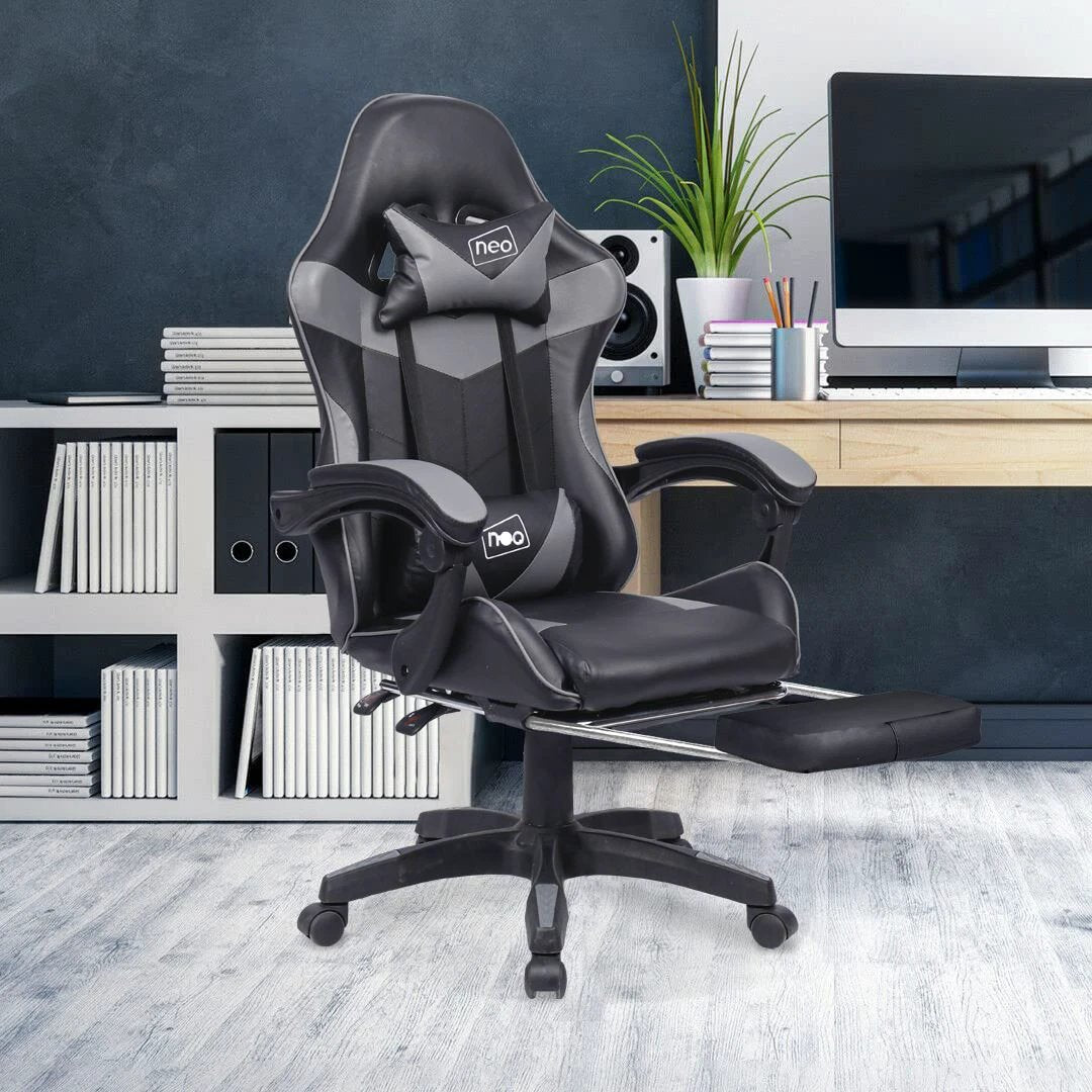 Neo Leather Gaming Chair 26 Inch Wide Fully Reclining With Footrest Ergonomic Office by Unbranded