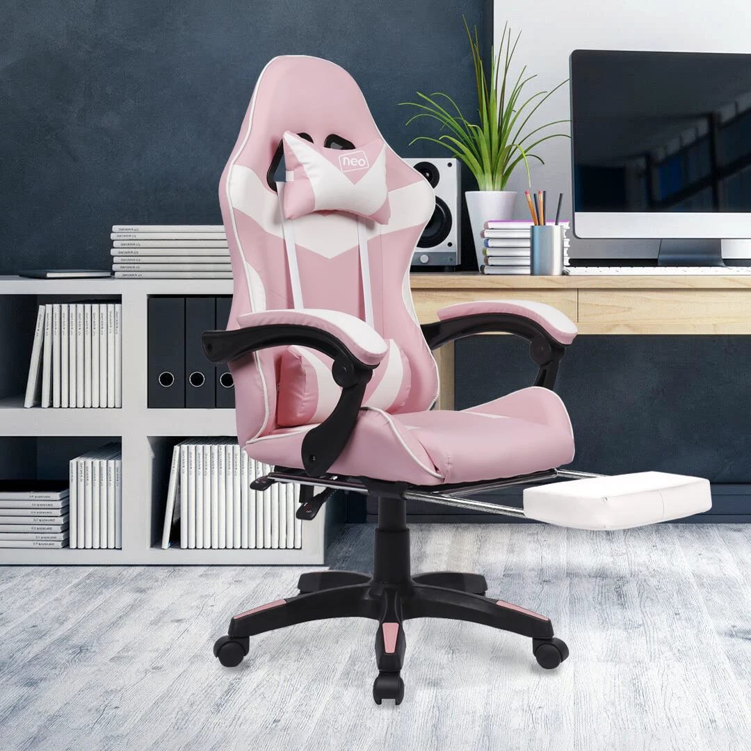Neo Leather Gaming Chair 26 Inch Wide Fully Reclining With Footrest Ergonomic Office by Unbranded