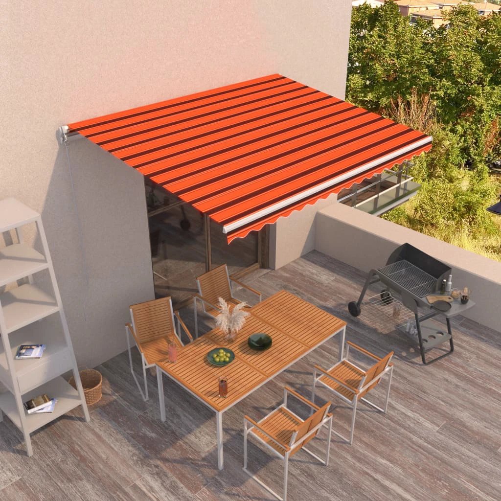 vidaXL VidaXL Manual Retractable Awning 400x350 Burgundy UV Resistant Patio Shade For Outdoors - Cover