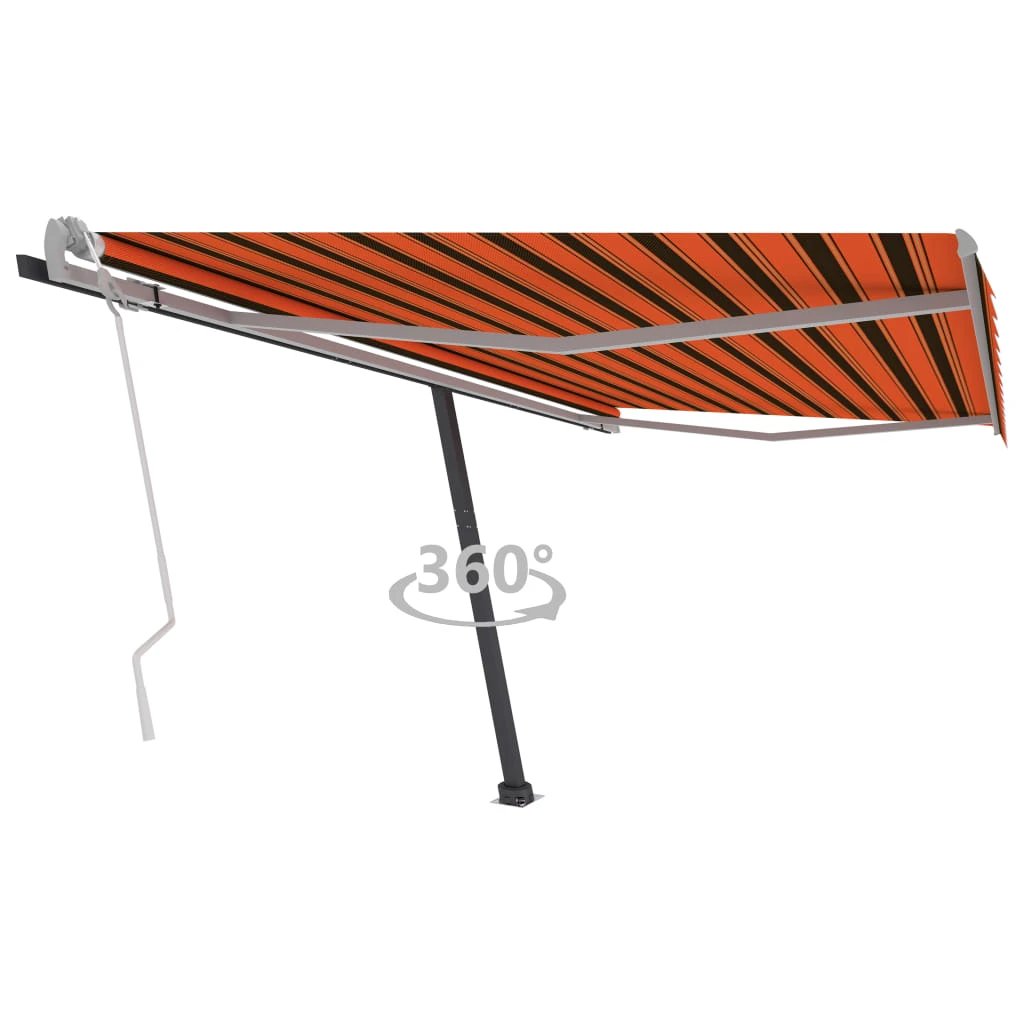 vidaXL VidaXL Freestanding Manual Retractable Awning 300x250 Cm Blue White UV Resistant Outdoor Patio - Cover