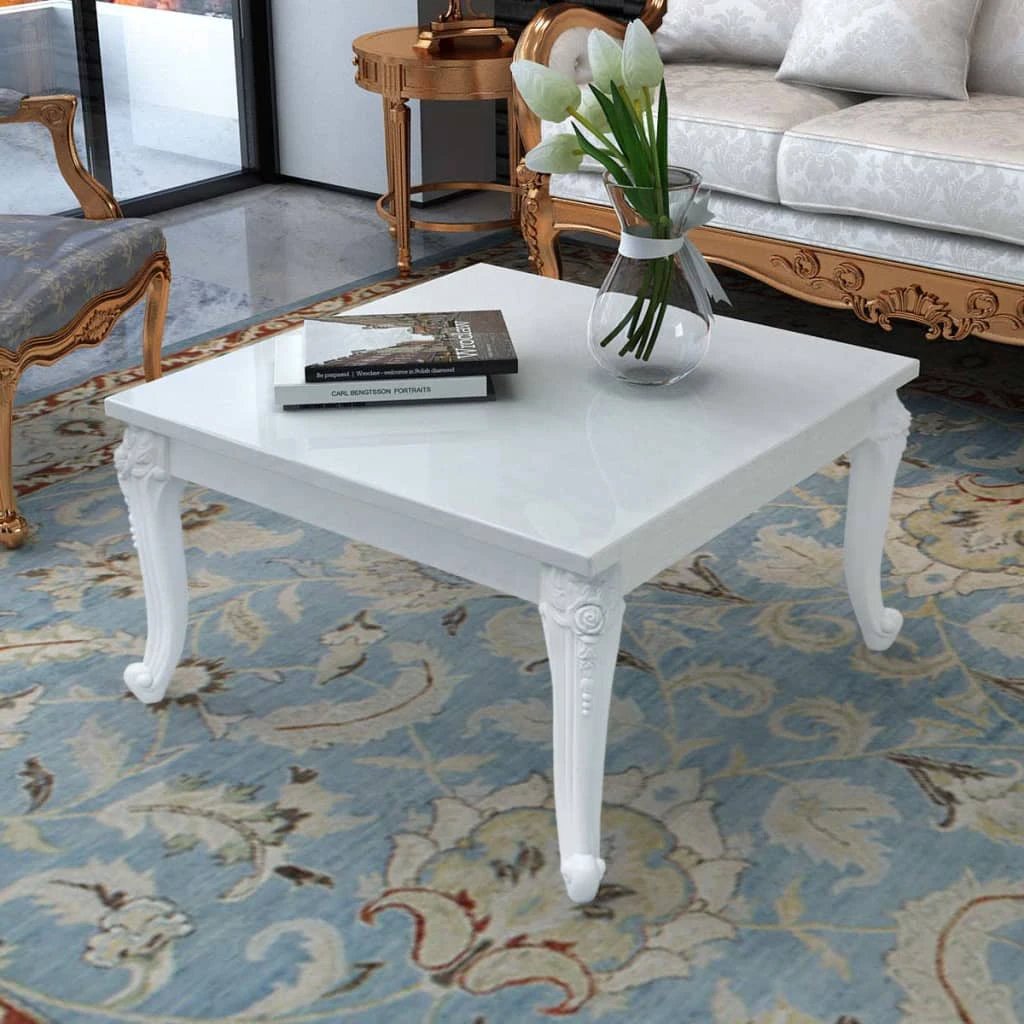 vidaXL vidaXL Coffee Table 100x50x42 cm High Gloss White Durable Engineered Wood For Living Room Decor - Coffee Table