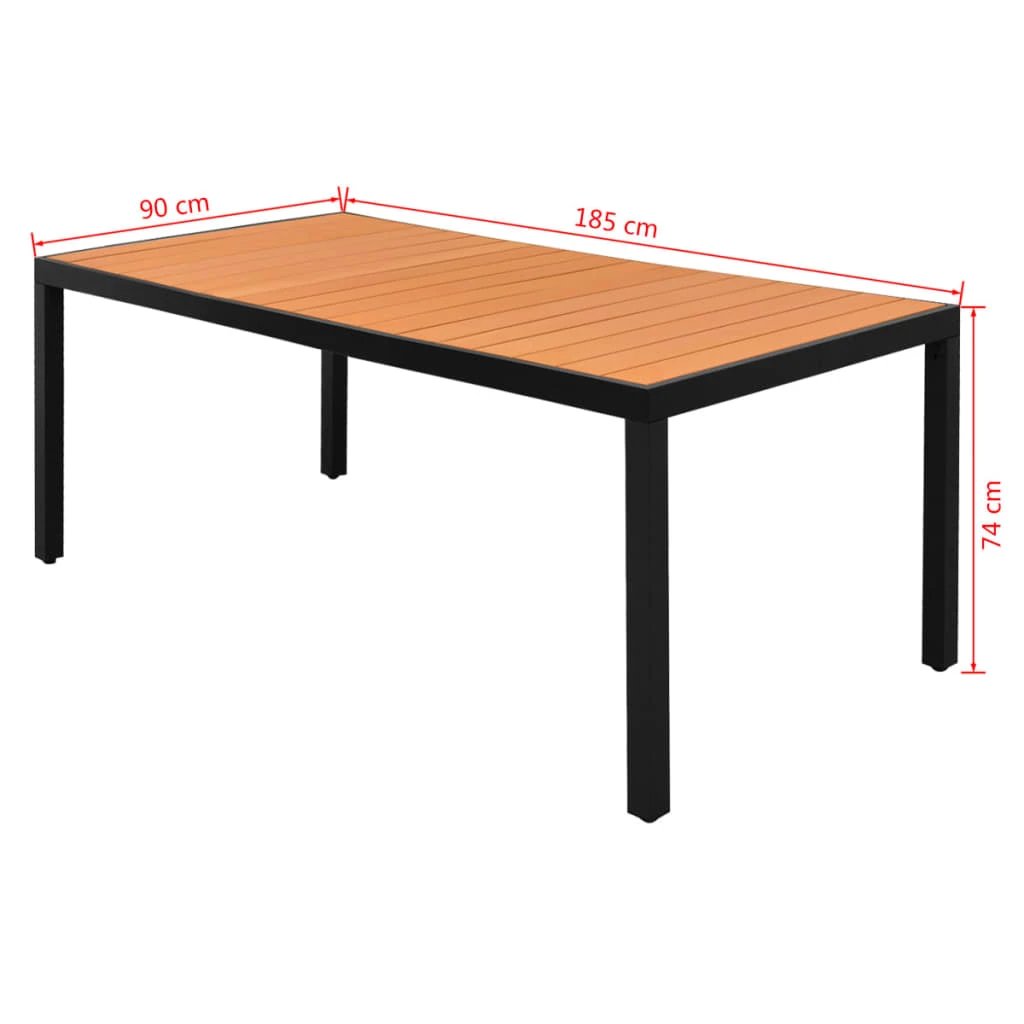 vidaXL vidaXL Garden Table Brown 80x80x74 cm Aluminium and WPC - Garden Table