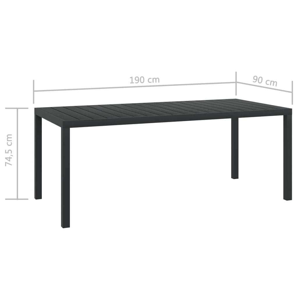 vidaXL Garden Table Black 80x80x74 cm Aluminium and WPC by vidaXL