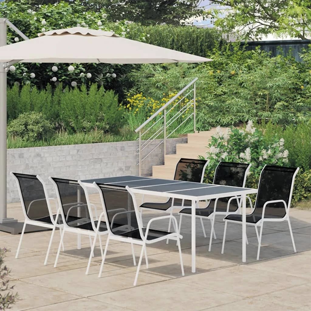 vidaXL VidaXL Outdoor Dining Set 7 Piece Glass Top Table Patio - Garden Set