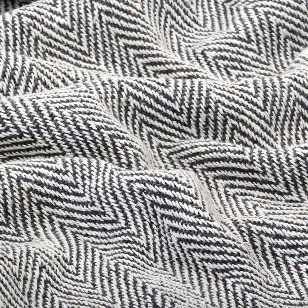 vidaXL vidaXL Cotton Throw Blanket 125x150 cm Grey with Tassels - Blankets Throws