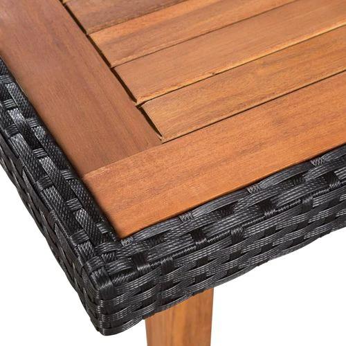 vidaXL VidaXL 7 Piece Outdoor Dining Set 180x90x74 cm Water Resistant Poly Rattan with Solid Acacia Wood for Garden and Patio - Garden Set