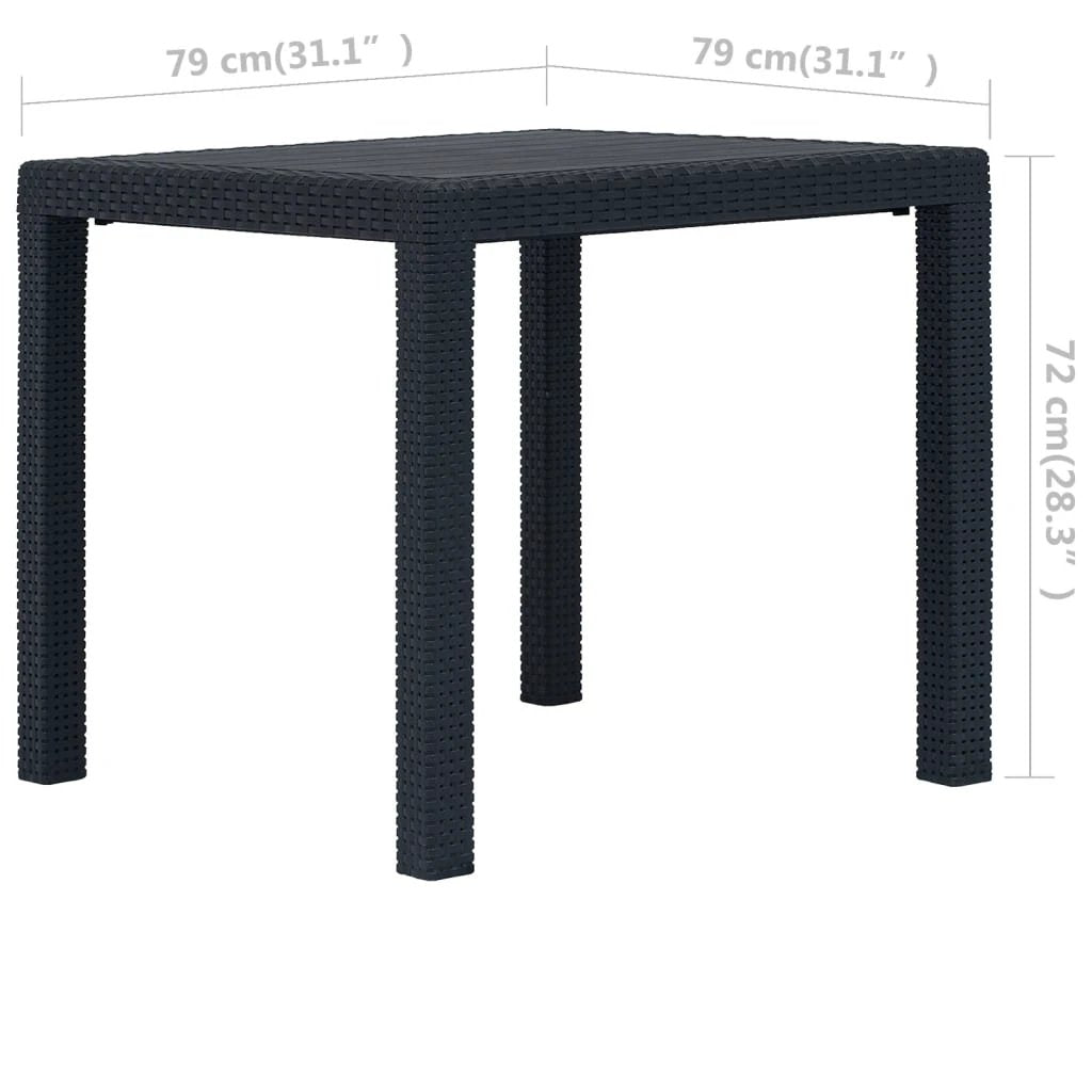 vidaXL Garden Table White 79x79x72 cm Plastic Rattan Look by vidaXL