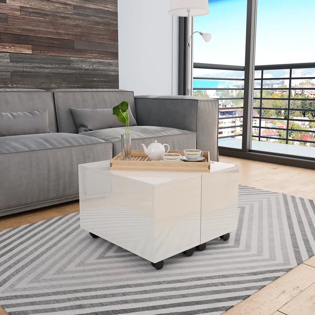 vidaXL Coffee Table 60x60x35 cm High Gloss Engineered Wood Surface for Living Room by vidaXL