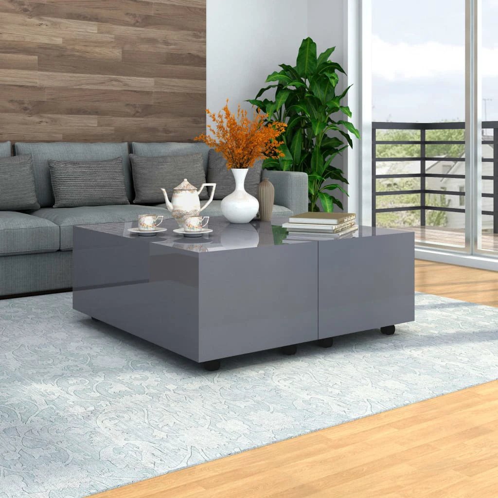 vidaXL Coffee Table 60x60x35 cm High Gloss Engineered Wood Surface for Living Room by vidaXL