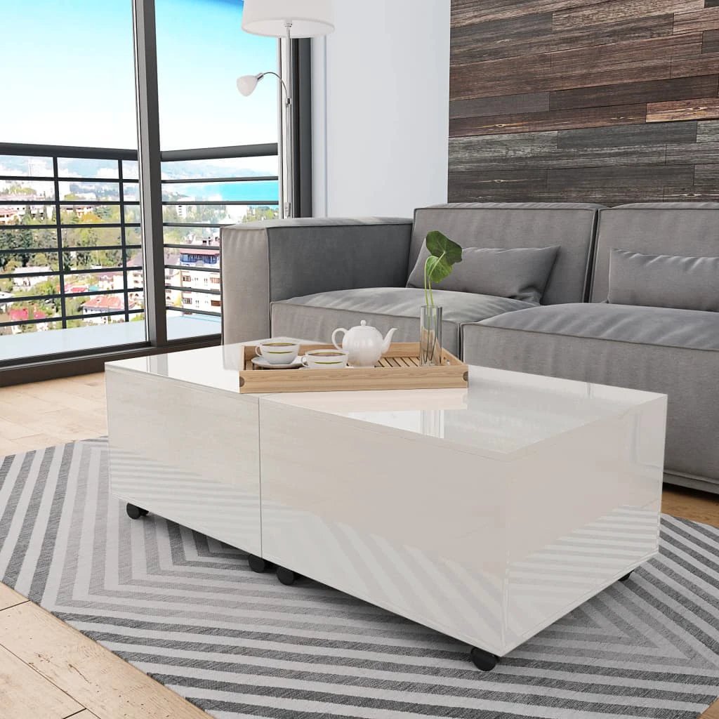 vidaXL Coffee Table 60x60x35 cm High Gloss Engineered Wood Surface for Living Room by vidaXL
