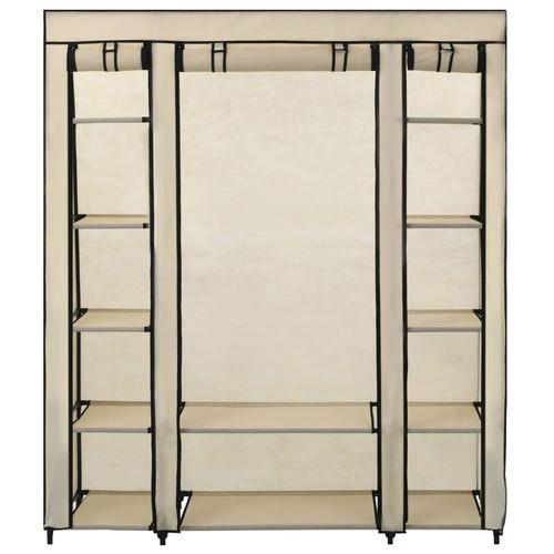 vidaXL Portable Wardrobe 150x45x176 cm with Compartments and Rods Cream Fabric for Space-Saving Clothing Storage by vidaXL