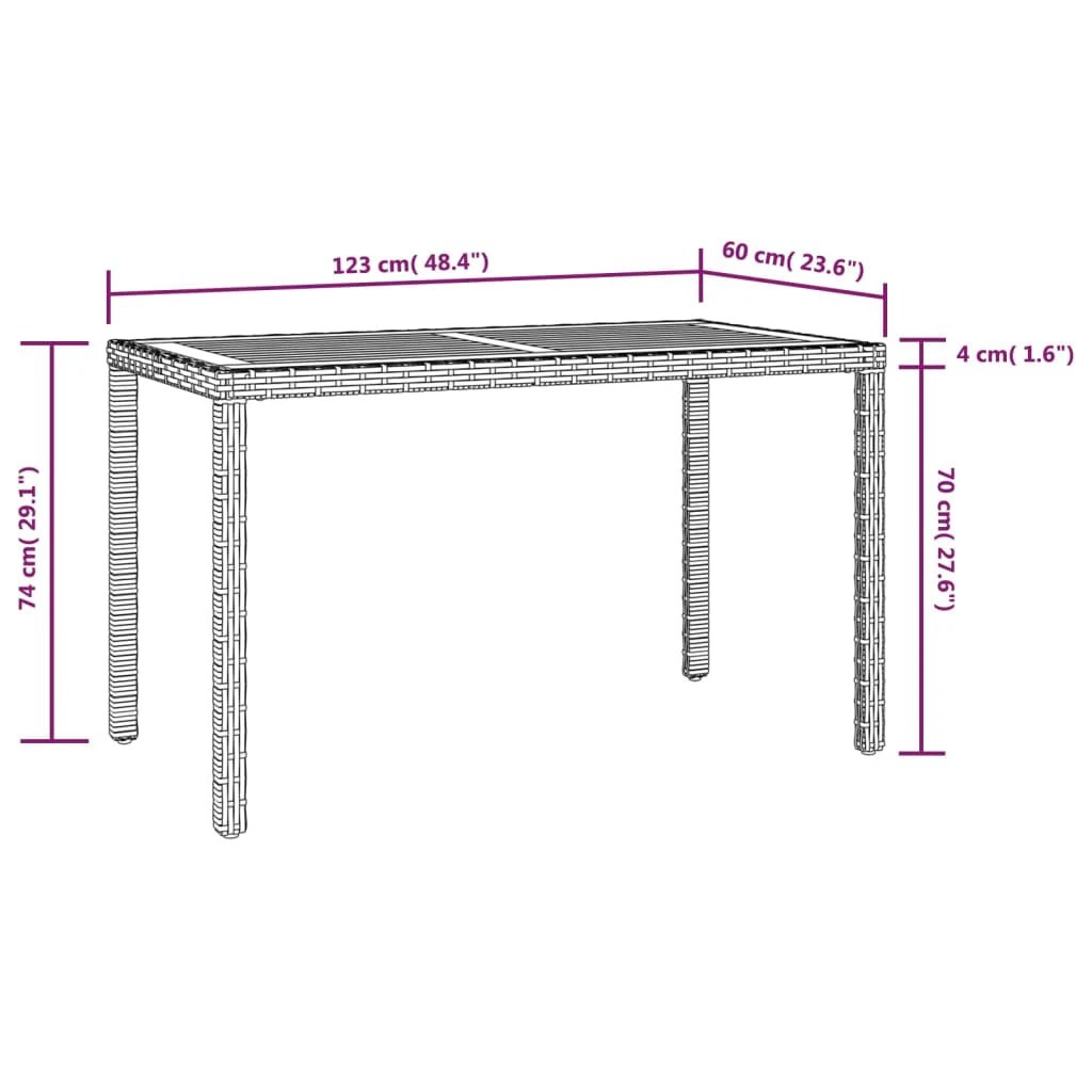 vidaXL Garden Table Brown 110x60x67 cm Poly Rattan by vidaXL