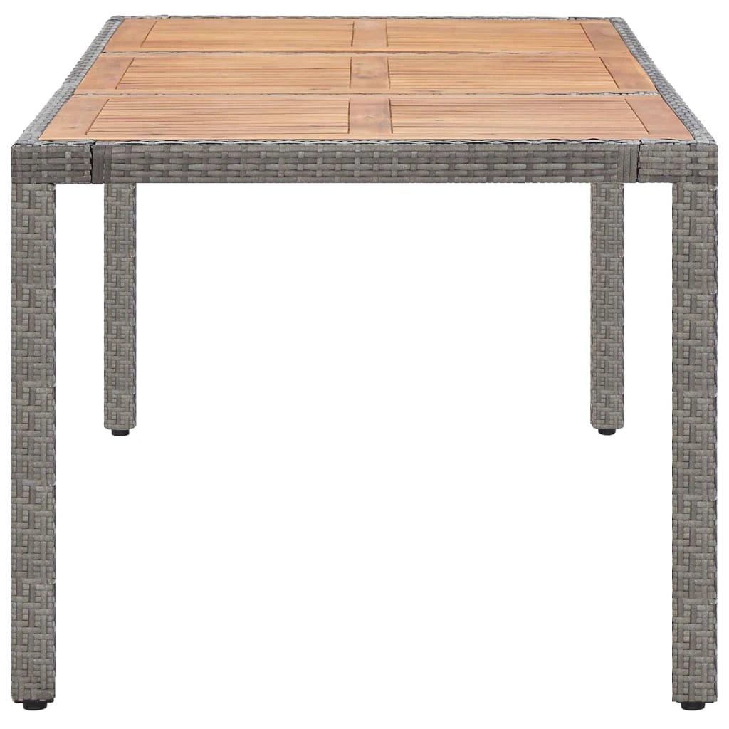 vidaXL Garden Table Grey 90x90x75 cm Poly Rattan and Solid Acacia Wood - Garden Table