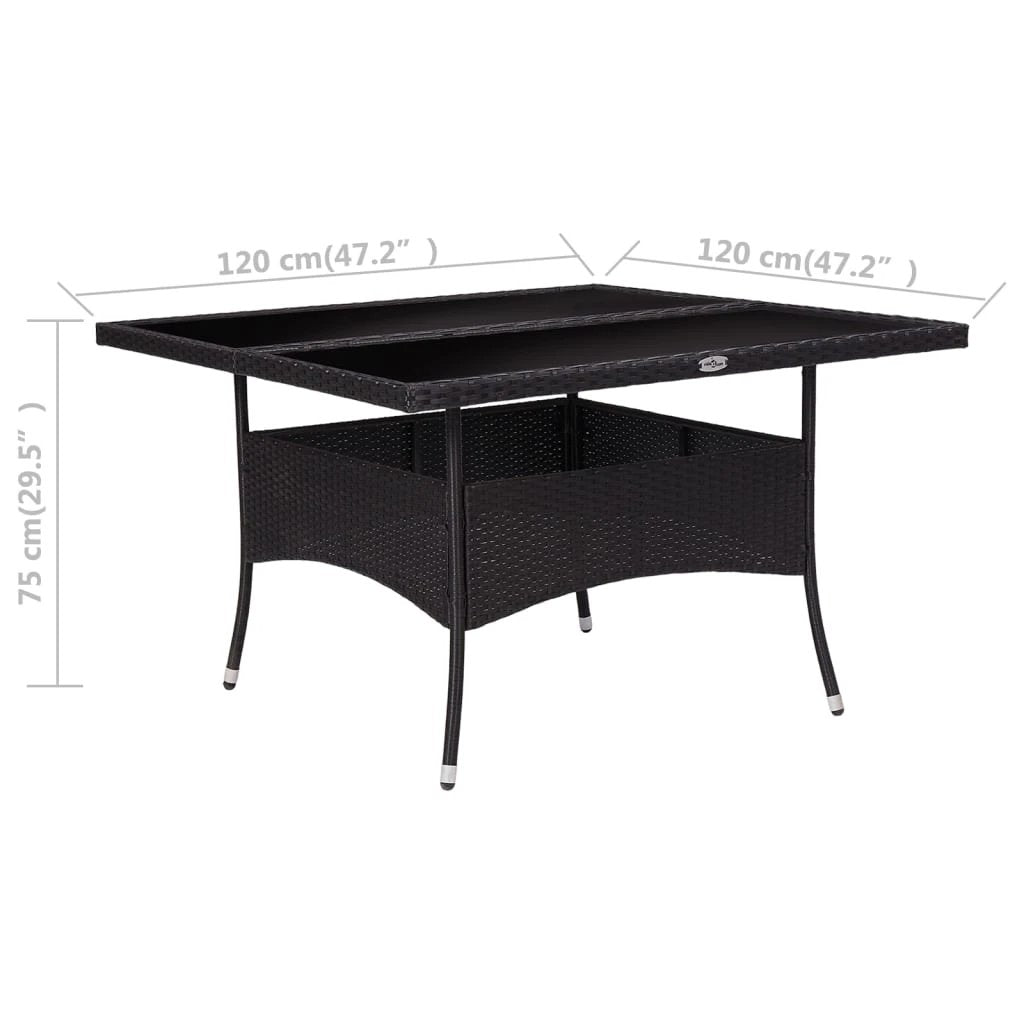 vidaXL Outdoor Dining Table Black Poly Rattan and Solid Acacia Wood by vidaXL