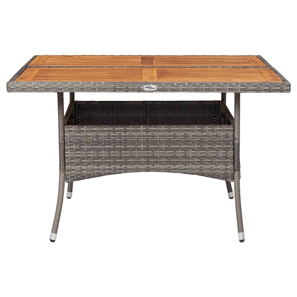 vidaXL vidaXL Outdoor Dining Table Black Poly Rattan and Solid Acacia Wood - Garden Table