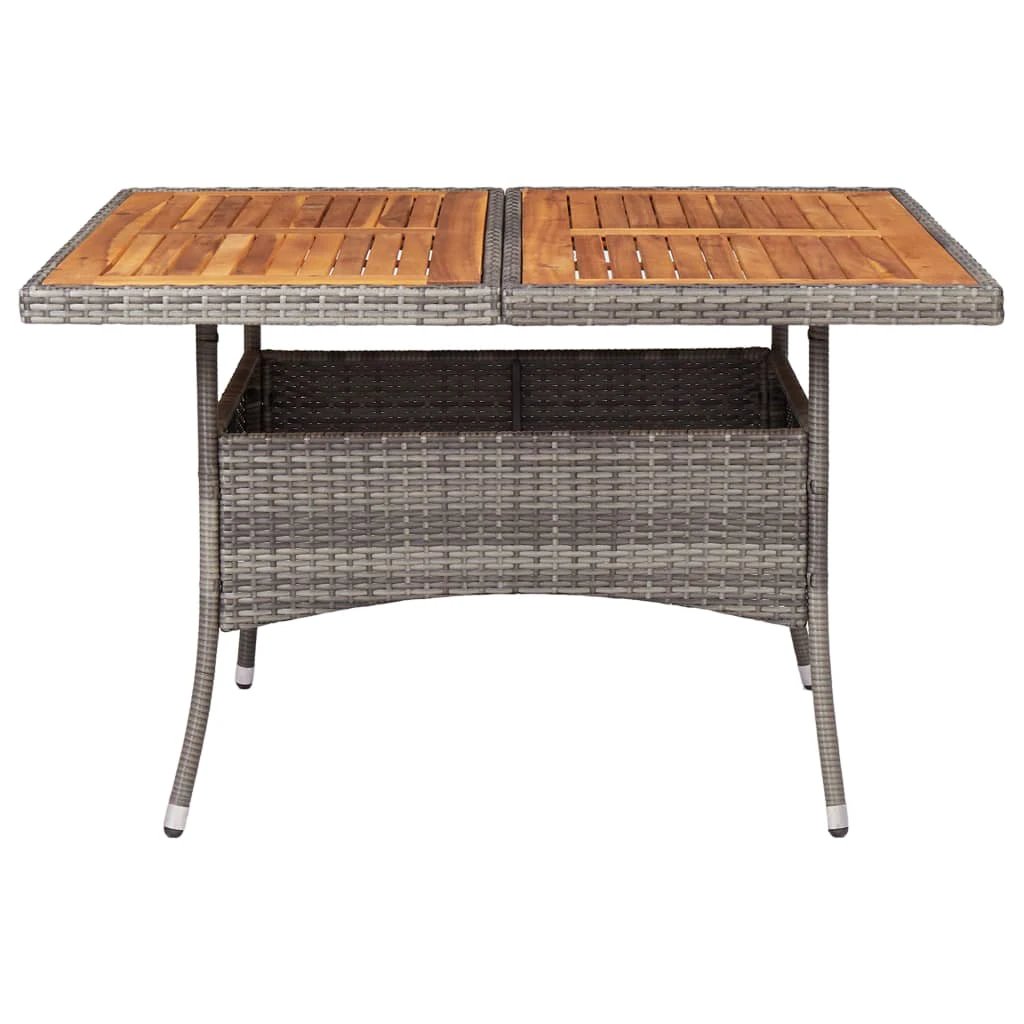vidaXL vidaXL Outdoor Dining Table Black Poly Rattan and Solid Acacia Wood - Garden Table