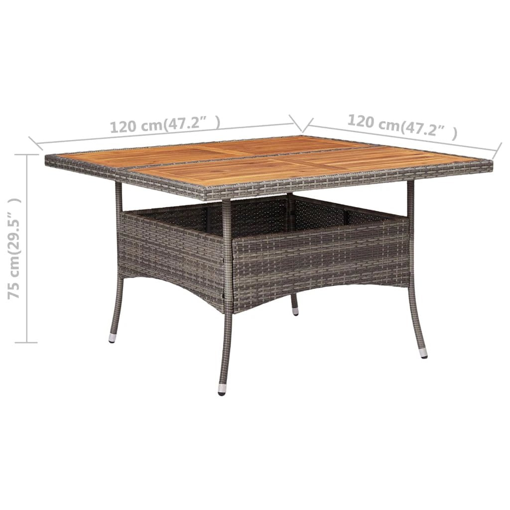 vidaXL vidaXL Outdoor Dining Table Black Poly Rattan and Solid Acacia Wood - Garden Table