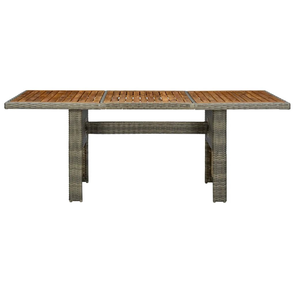 vidaXL Garden Table Dark Grey Poly Rattan and Tempered Glass by vidaXL