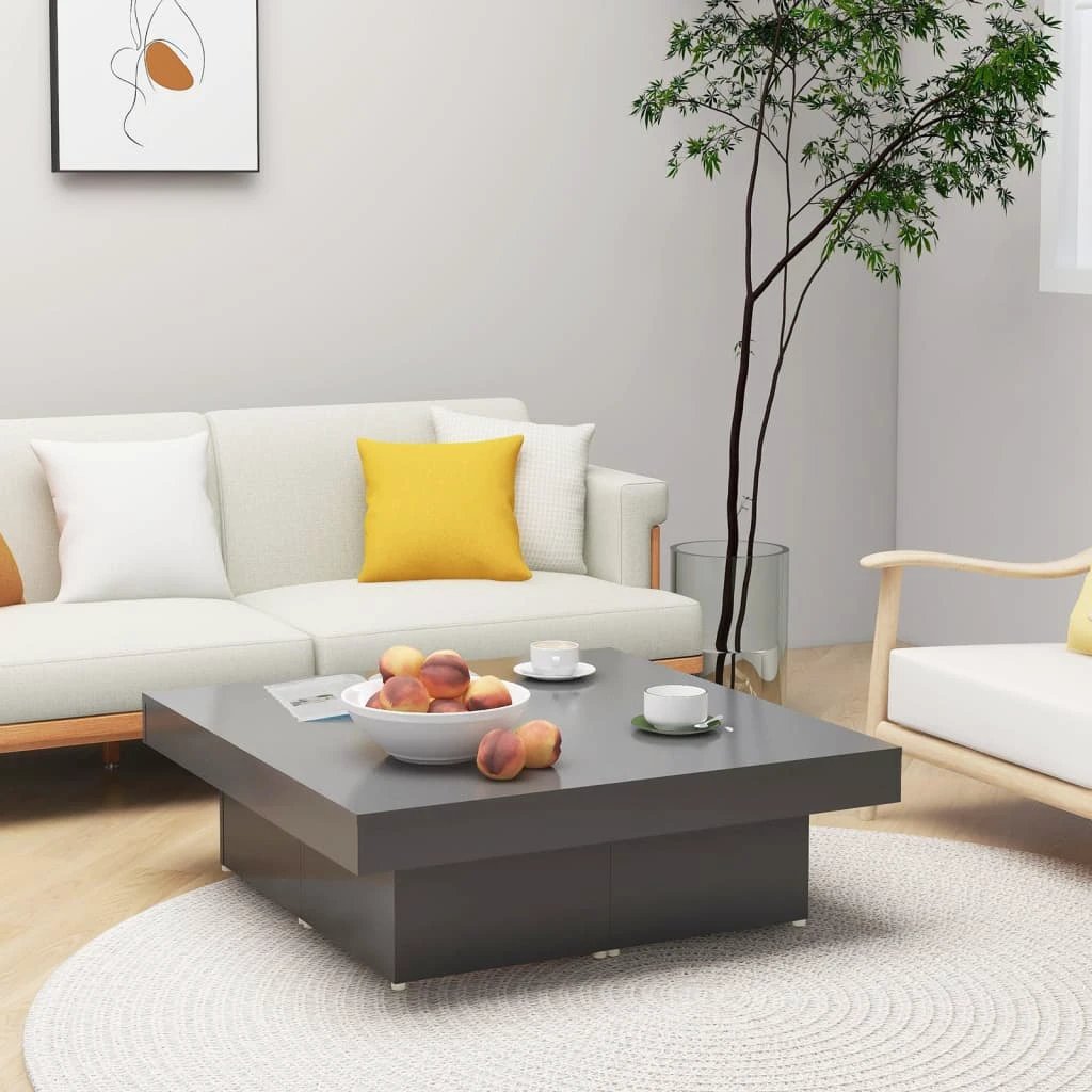 vidaXL VidaXL Coffee Table 90x90x28 cm Smoked Oak Engineered Wood Living Room Centerpiece - Coffee Table