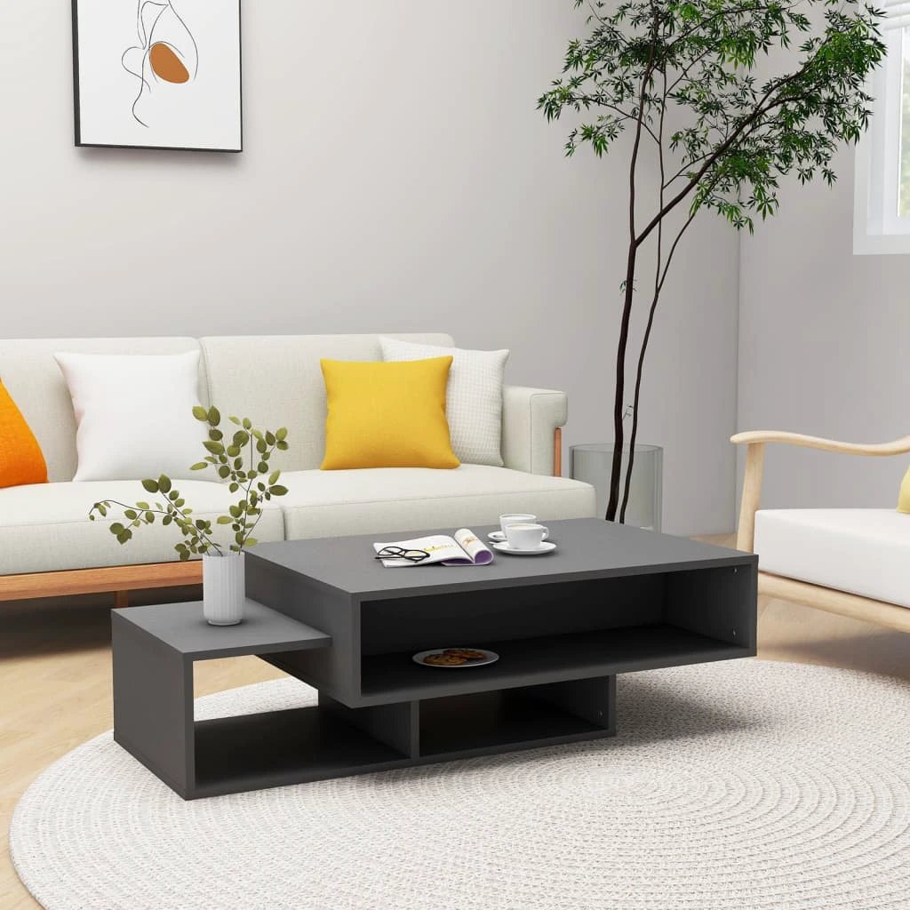 VidaXL Coffee Table 105x55x32 cm Smoked Oak Engineered Wood With Three Storage Compartments Living Room And Office by vidaXL