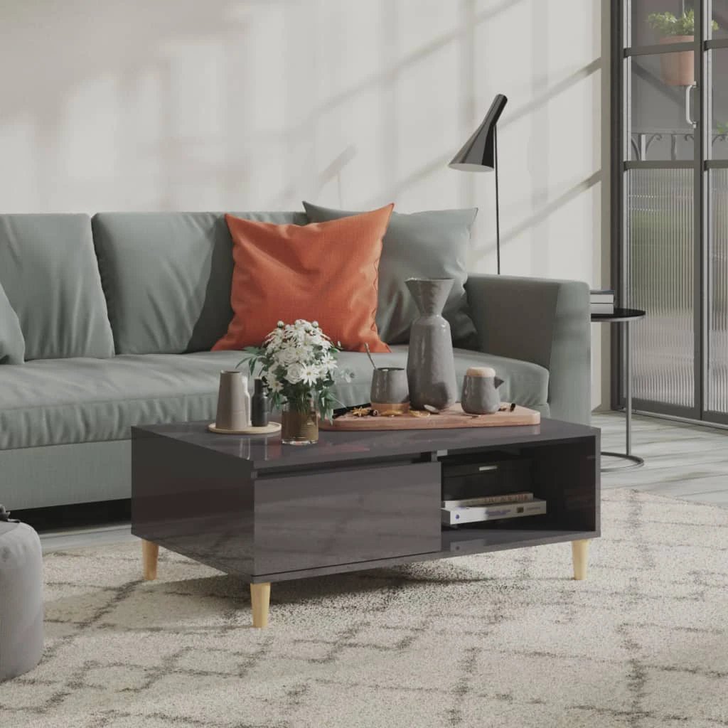vidaXL Coffee Table 90x60x35 cm Smoked Oak Engineered Wood With Storage Shelf For Living Room by vidaXL