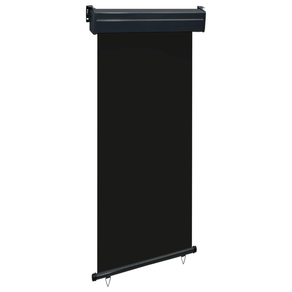 VidaXL Balcony Side Awning 65x250 cm Black UV Resistant Polyester Aluminium Roller Privacy for Balcony by vidaXL