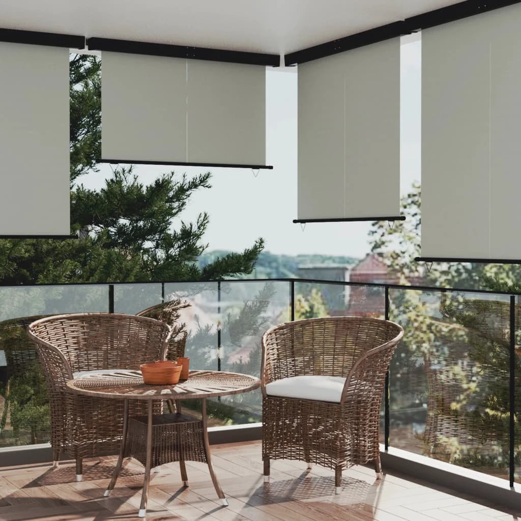 VidaXL Balcony Side Awning 65x250 cm Black UV Resistant Polyester Aluminium Roller Privacy for Balcony by vidaXL