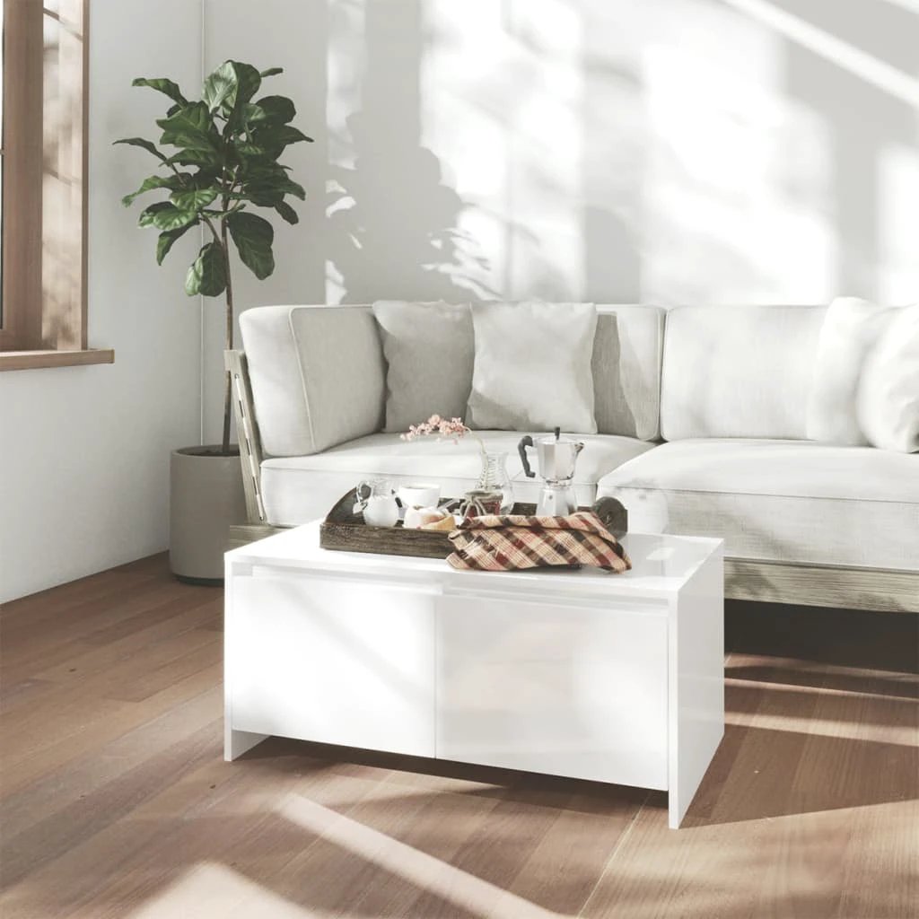 vidaXL VidaXL Coffee Table 90x50x41.5 cm Smoked Oak With Two Drawers Engineered Wood For Living Room - Coffee Table