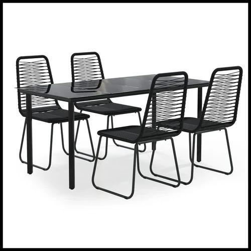 vidaXL vidaXL 5 Piece Garden Dining Set 160x80x74 cm Weather-Resistant Black Outdoor Furniture for Patio and Backyard - Garden Set