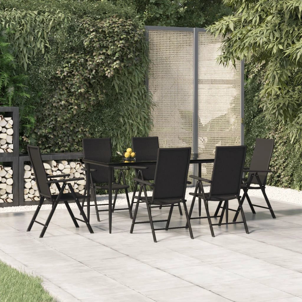 VidaXL 5 Piece Garden Dining Set Black Poly Rattan Weather-Resistant Outdoor Furniture for Patio by vidaXL