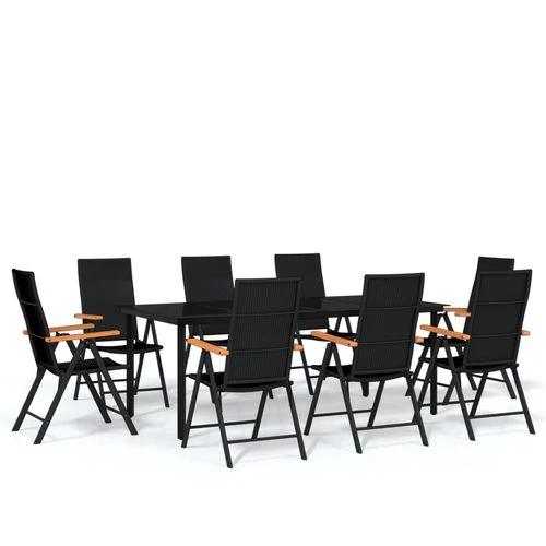 vidaXL 5 Piece Garden Dining Set Black and Brown Poly Rattan by vidaXL