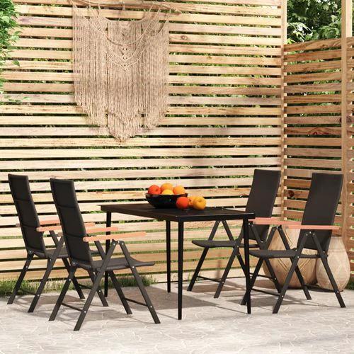 vidaXL 5 Piece Garden Dining Set Black and Brown Poly Rattan by vidaXL