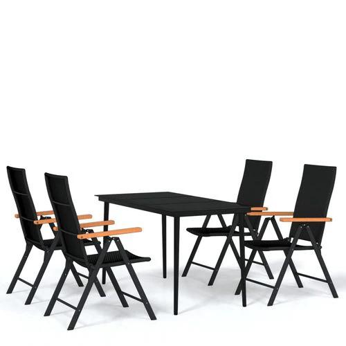 vidaXL vidaXL 5 Piece Garden Dining Set Black and Brown Poly Rattan - Garden Set