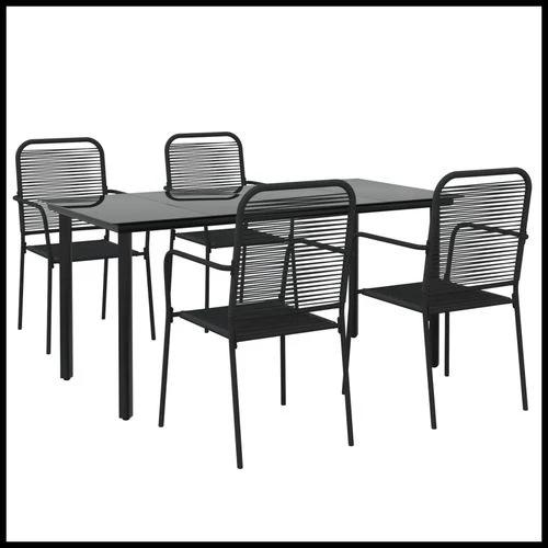 vidaXL 5 Piece Garden Dining Set Black Cotton Rope and Steel by vidaXL