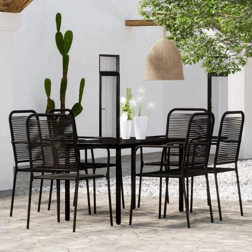 vidaXL 5 Piece Garden Dining Set Black Cotton Rope and Steel by vidaXL