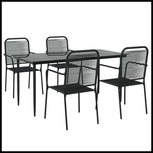 vidaXL 5 Piece Garden Dining Set Black Cotton Rope and Steel by vidaXL