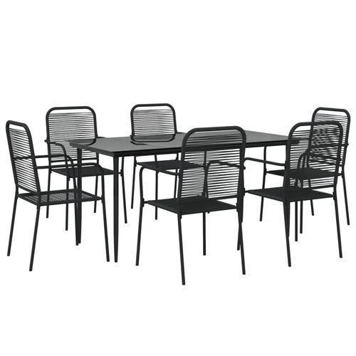 vidaXL vidaXL 5 Piece Garden Dining Set Black Cotton Rope and Steel - Garden Set