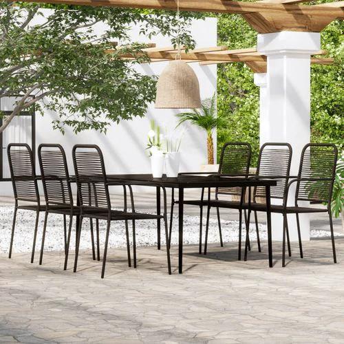 vidaXL 5 Piece Garden Dining Set Black Cotton Rope and Steel by vidaXL