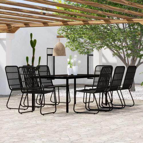 vidaXL vidaXL 3 Piece Garden Dining Set Oak with Sturdy Steel Frame and Easy Clean Glass Top for Outdoor Entertaining - Garden Set
