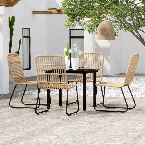 vidaXL 3 Piece Garden Dining Set Oak with Sturdy Steel Frame and Easy Clean Glass Top for Outdoor Entertaining by vidaXL