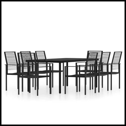 vidaXL 3 Piece Garden Dining Set 80x80x74 cm with Powder-Coated Steel Frame and Water-Resistant PVC Rattan Chairs for Outdoor Use by vidaXL