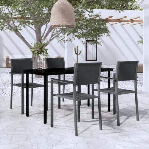 VidaXL 5 Piece Garden Dining Set 80x80x74 cm Powder-Coated Steel Frame with Rattan Look Chairs for Outdoor Patio and Balcony by vidaXL