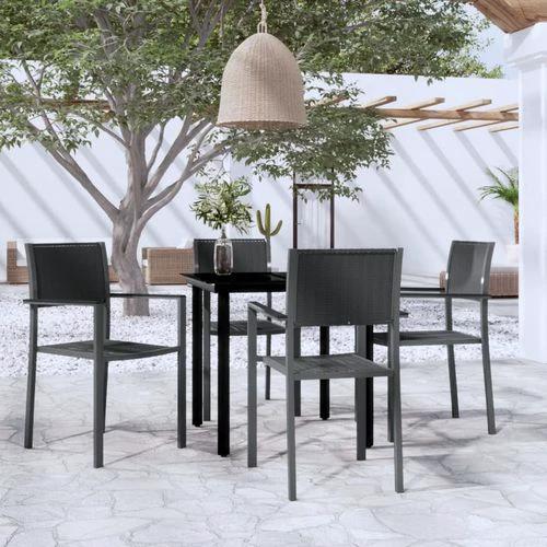 vidaXL VidaXL 5 Piece Garden Dining Set 80x80x74 cm Powder-Coated Steel Frame with Rattan Look Chairs for Outdoor Patio and Balcony - Garden Set