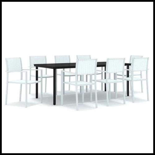 VidaXL 5 Piece Garden Dining Set 80x80x74 cm Powder-Coated Steel Frame with Rattan Look Chairs for Outdoor Patio and Balcony by vidaXL