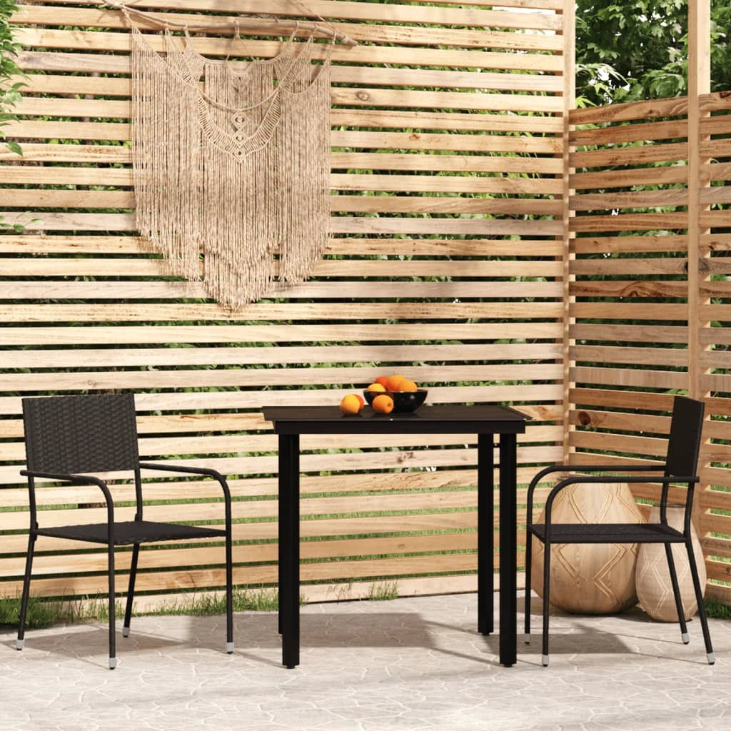 vidaXL VidaXL Garden Dining Set 5pc Black PolyRattan - Garden Set