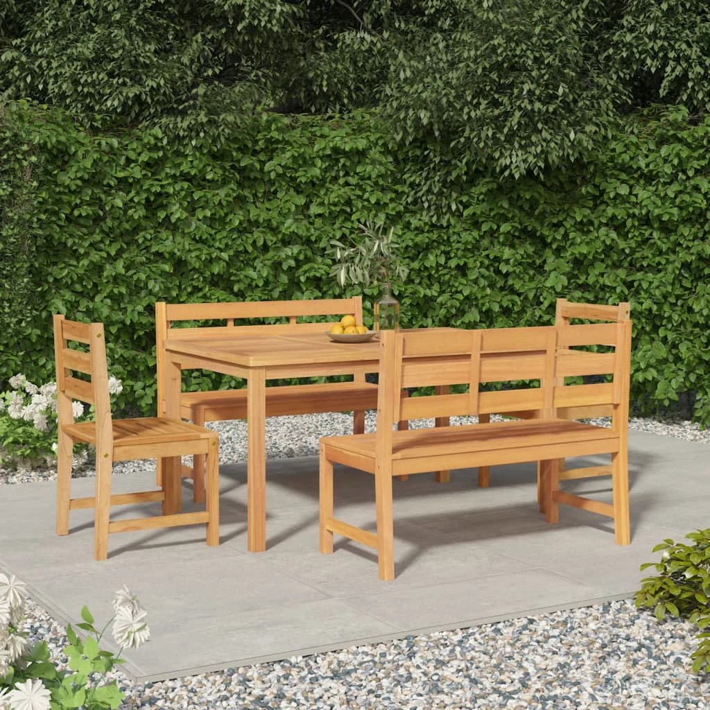 vidaXL VidaXL Garden Dining Set Three-Piece Compact Teak Solid Wood Kiln-Dried Finish For Outdoor Patio - Garden Set