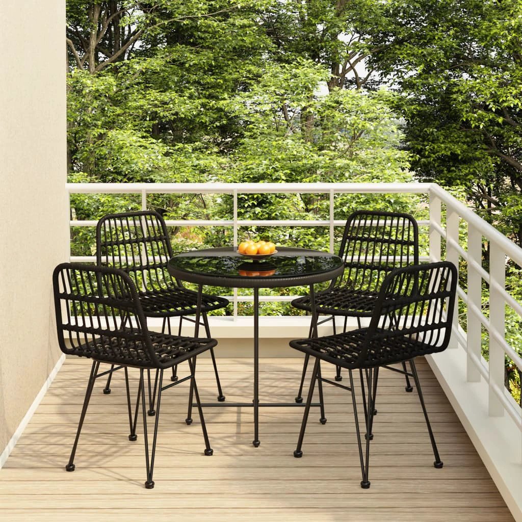 VidaXL Poly Rattan Garden Dining Set 5 Piece Weatherproof by vidaXL