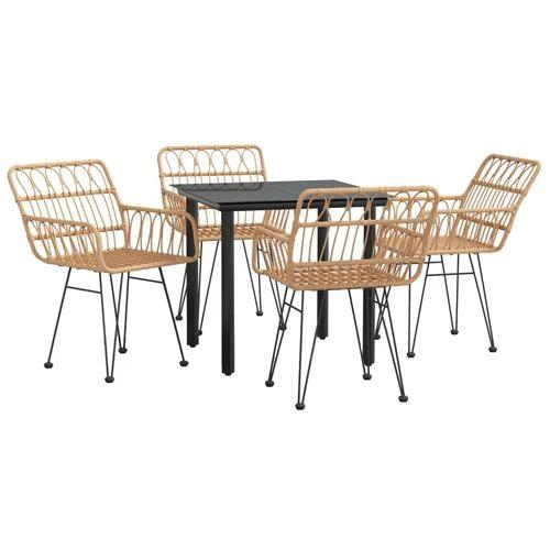 vidaXL 7 Piece Garden Dining Set with Weather Resistant Poly Rattan for Outdoor Entertaining by vidaXL