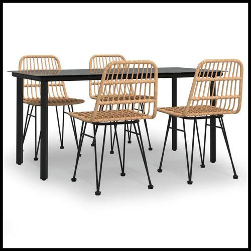 vidaXL 3 Piece Garden Dining Set with Weather Resistant PE Rattan for Outdoor Dining Enthusiasts by vidaXL